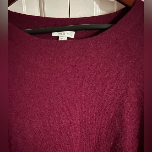 Garnet Hill Knitted 100% Cashmere Woven 100% Silk Sweater Burgundy Size Small - Picture 2 of 9